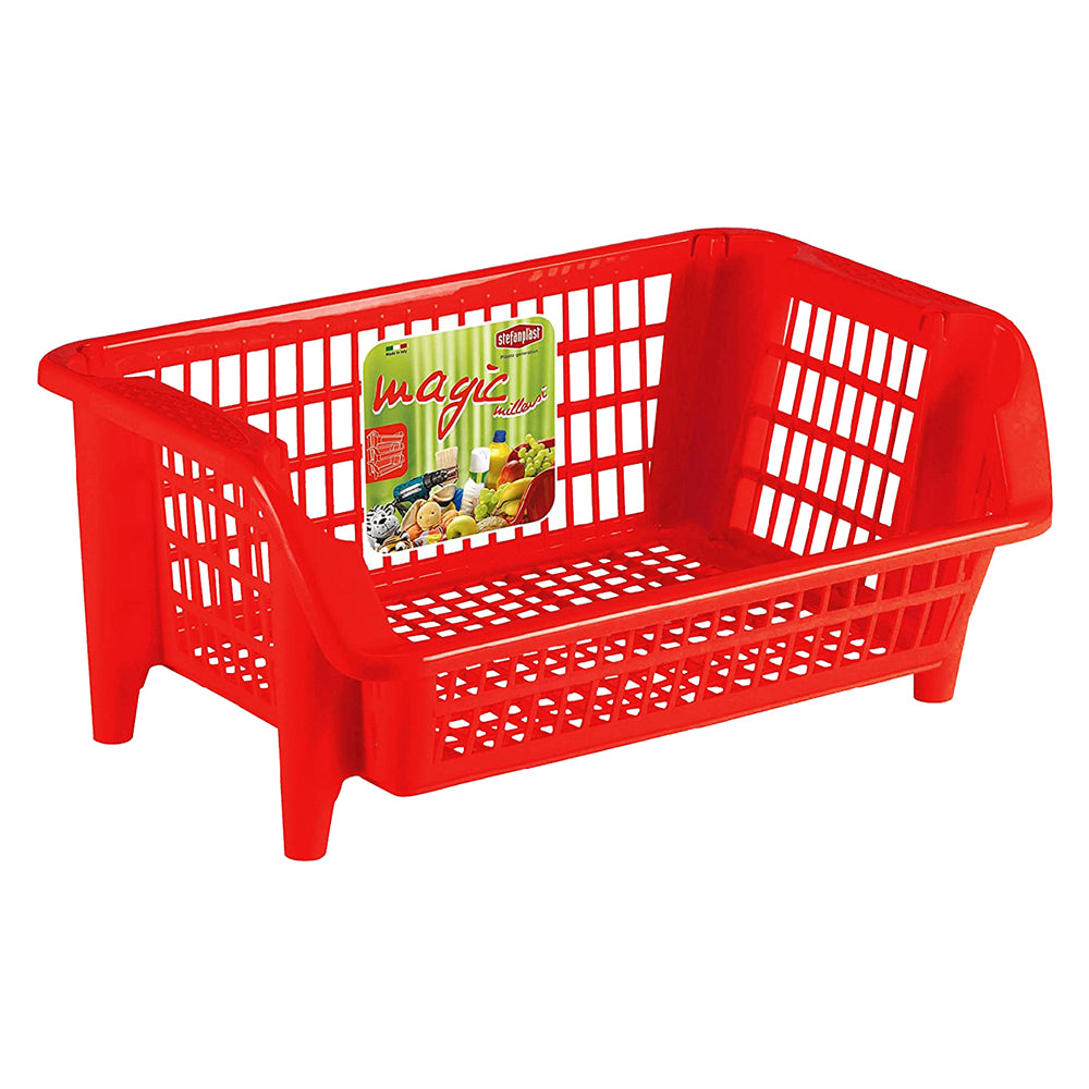 CESTELLO IMPILABILE 'BOCCA DI LUPO' col. bianco - cm 54 x 38 H 24