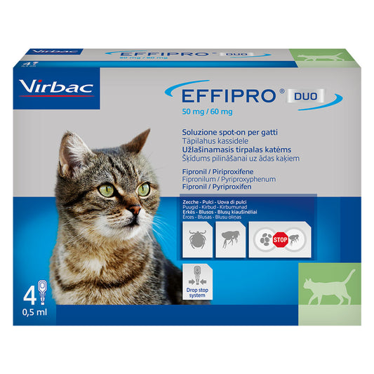ANTIPARASSITARIO 'EFFIPRO DUO' 'Gatto' da 1 a 6 kg  - 4 pipette ml 0,5