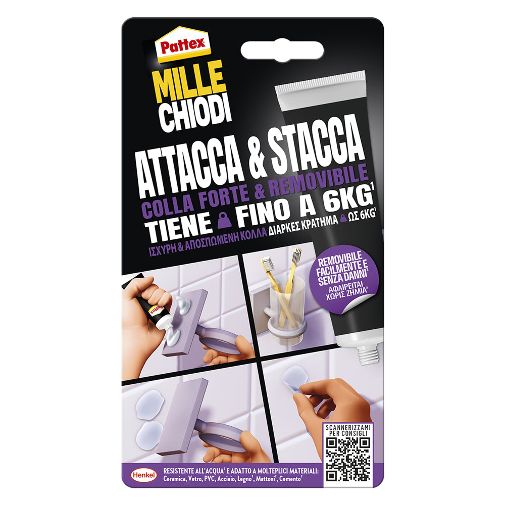 ADESIVO MILLECHIODI 'ATTACCA & STACCA' gr. 44 - trasparente