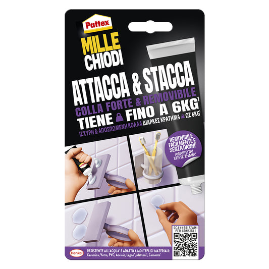 ADESIVO MILLECHIODI 'ATTACCA & STACCA' gr. 44 - trasparente